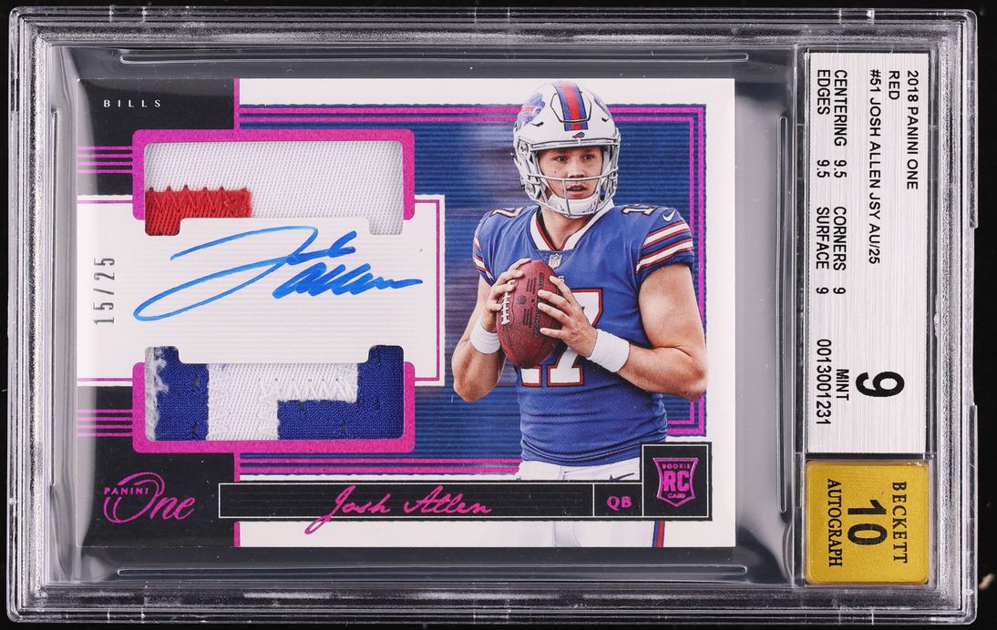 2018 Panini One Red Josh Allen ROOKIE PATCH AUTO /25 #51 BGS 9 MINT