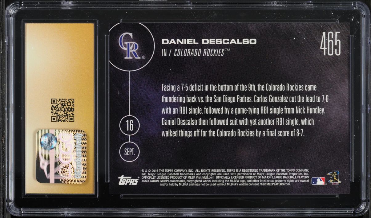 2016 Topps Now Daniel Descalso #465 CGC 10 PRISTINE