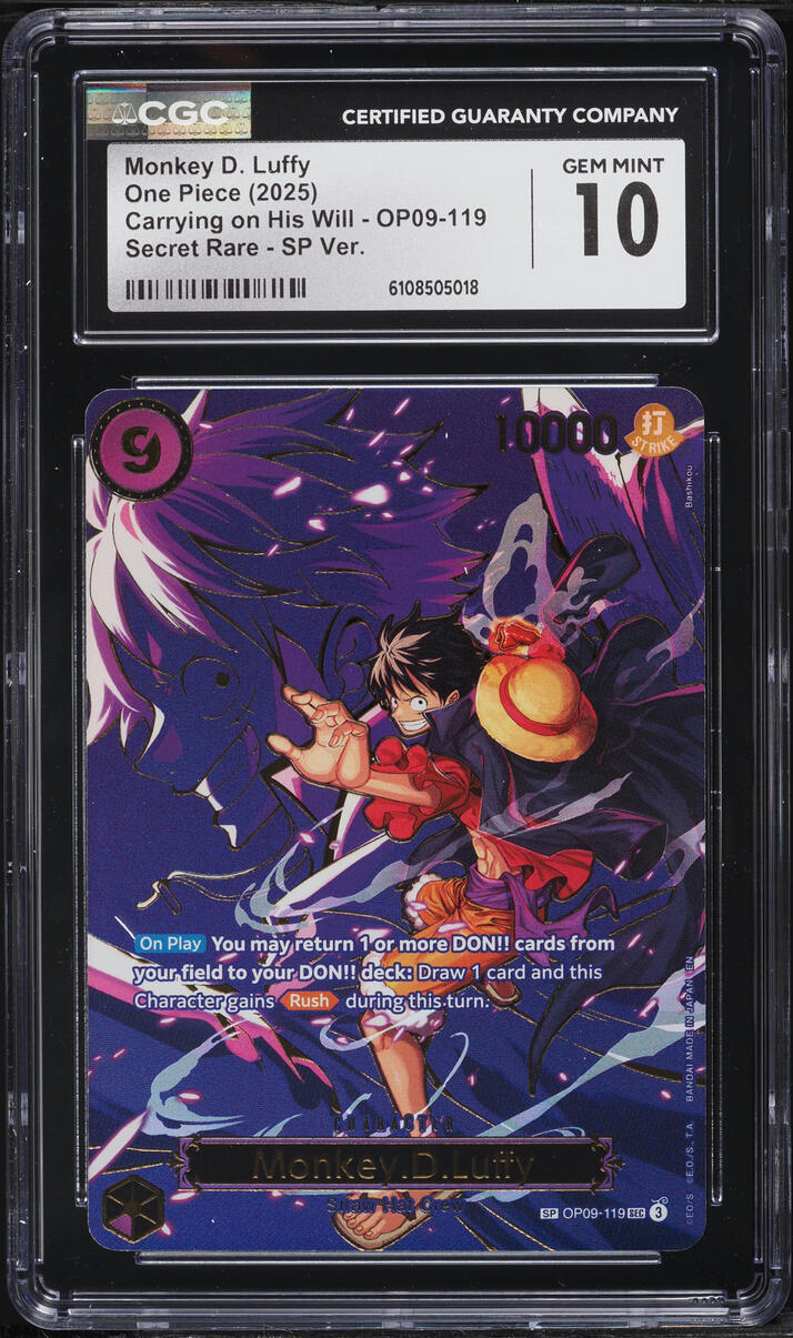 2025 One Piece Carrying On His Will SEC SP Monkey D. Luffy #OP09-119 CGC 10 GEM MINT