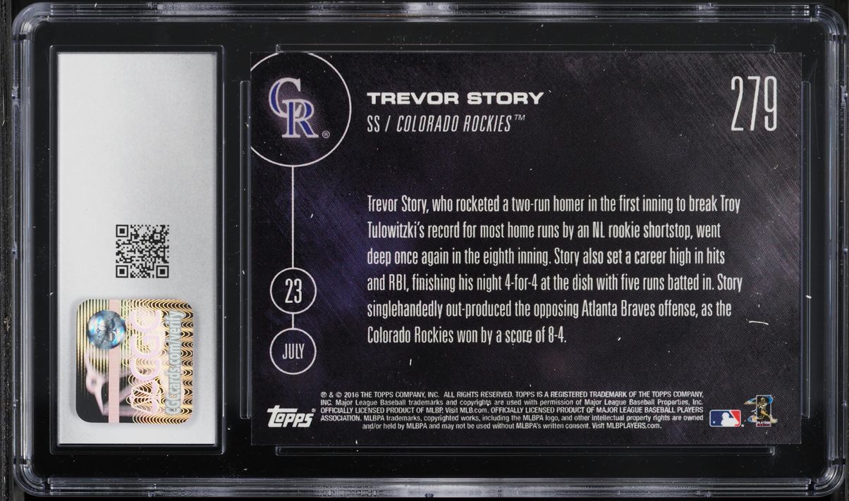 2016 Topps Now Trevor Story ROOKIE #279 CGC 10 GEM MINT
