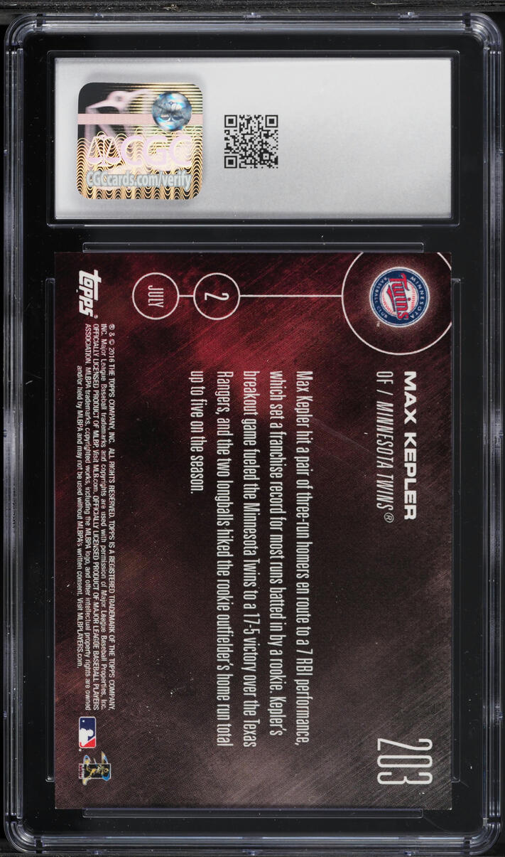 2016 Topps Now Max Kepler ROOKIE #203 CGC 8 NM-MT