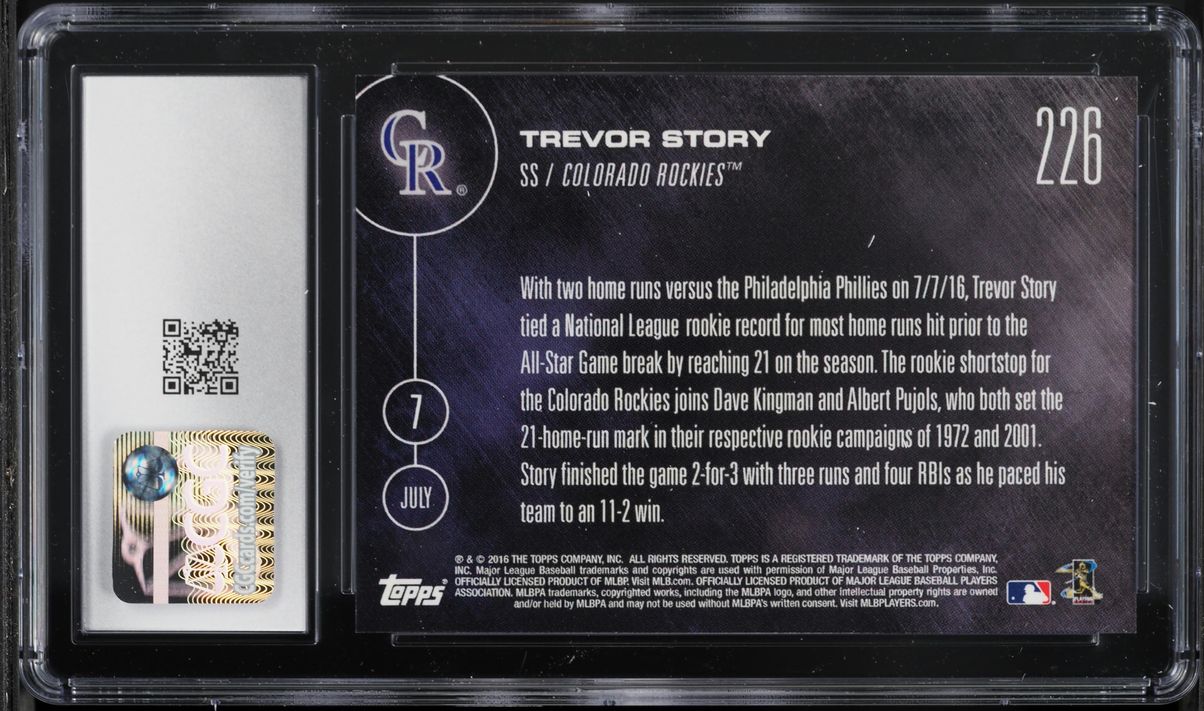 2016 Topps Now Trevor Story ROOKIE #226 CGC 10 GEM MINT