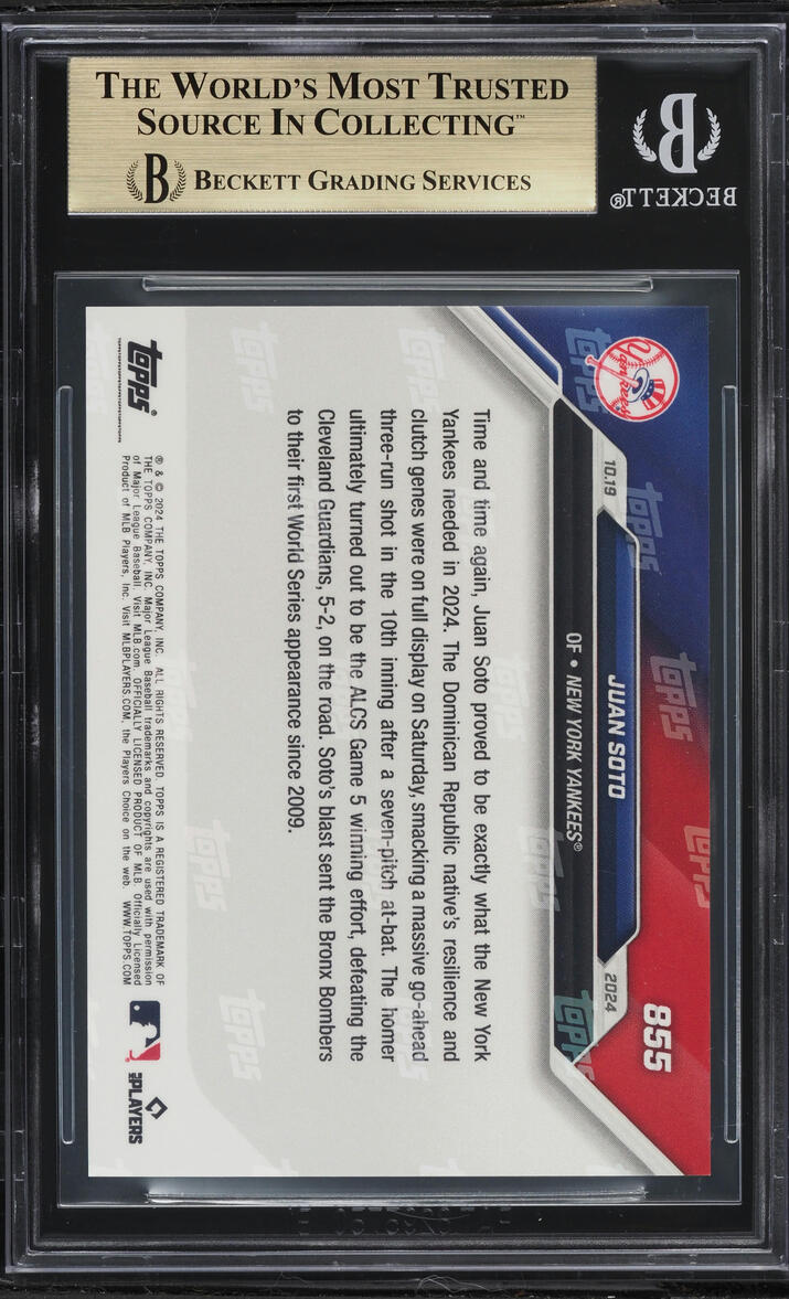 2024 Topps Now Juan Soto #855 BGS 10 PRISTINE