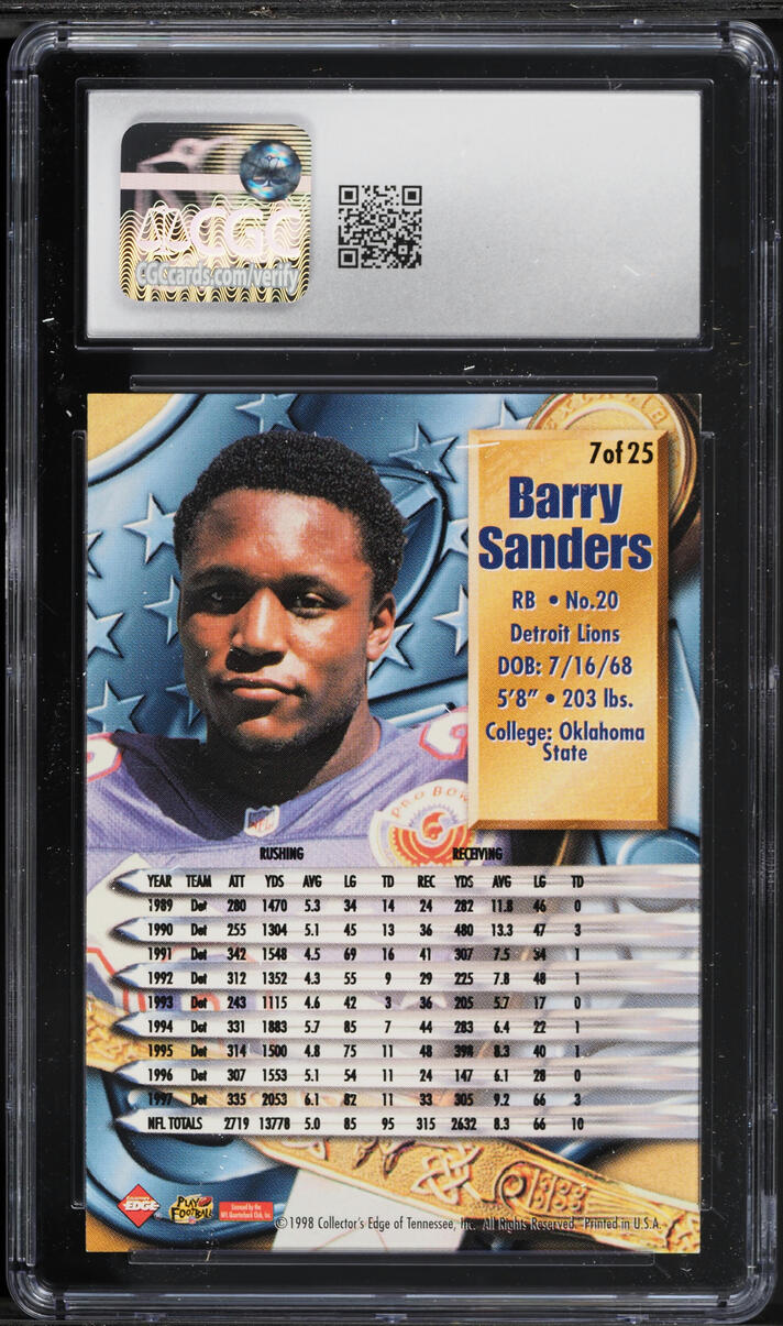1998 Collector's Edge Spectrum Barry Sanders #7 CGC 8 NM-MT