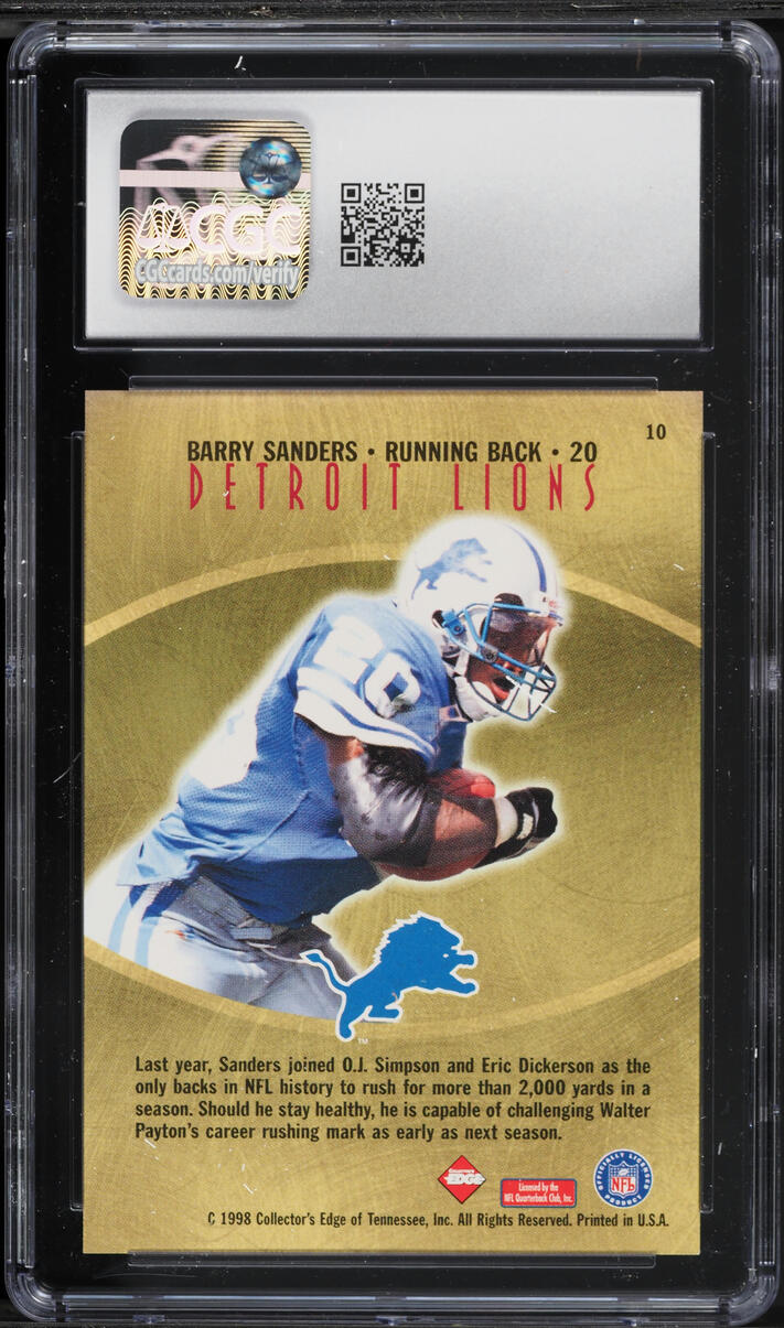 1998 Collector's Edge Odyssey Leading Edge Barry Sanders #10 CGC 6 EXMT