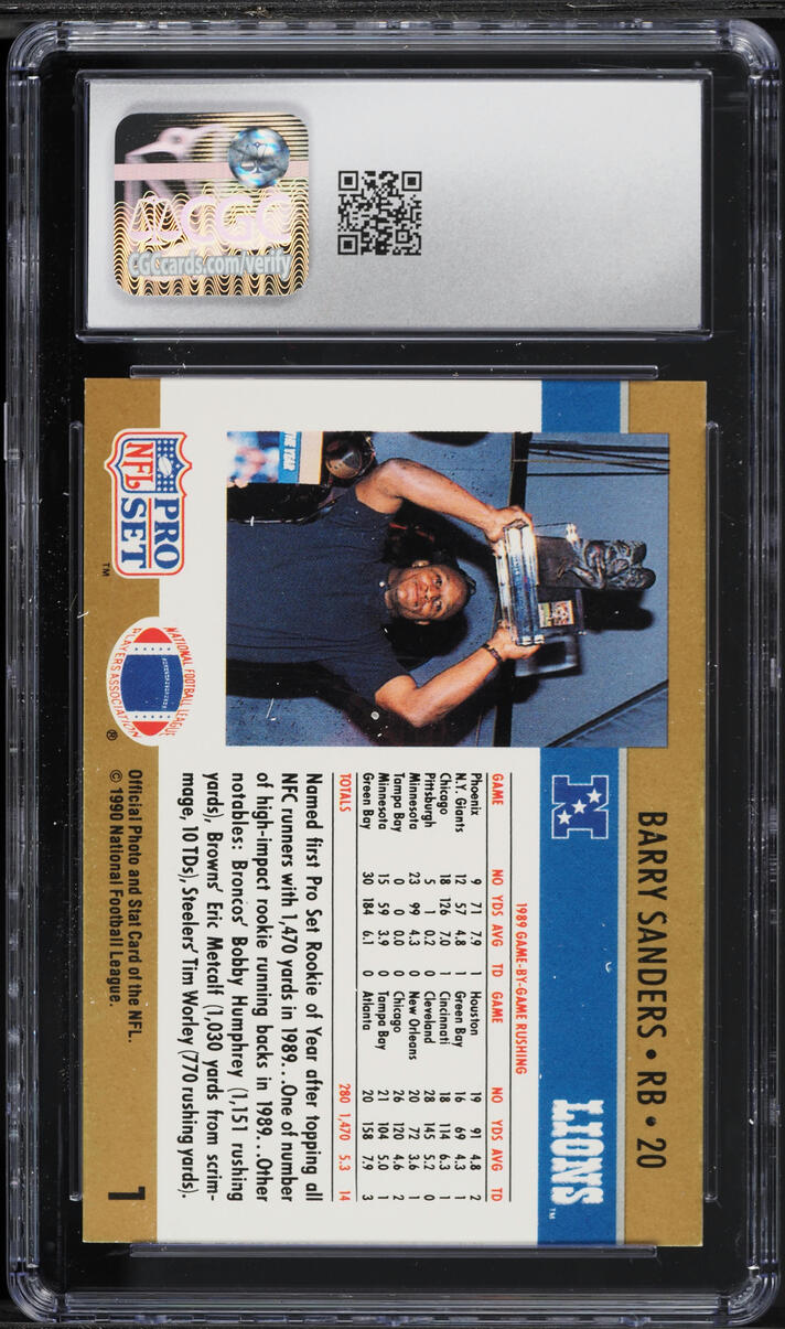 1990 Pro Set Rookie Of The Year Barry Sanders #1 CGC 8.5 NM-MT+