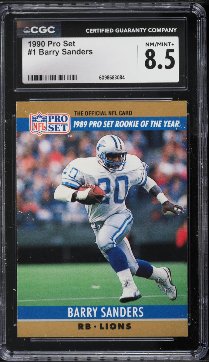 1990 Pro Set Rookie Of The Year Barry Sanders #1 CGC 8.5 NM-MT+