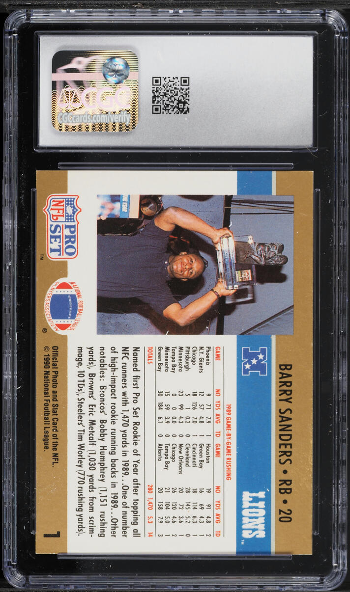 1990 Pro Set Rookie Of The Year Barry Sanders #1 CGC 8.5 NM-MT+