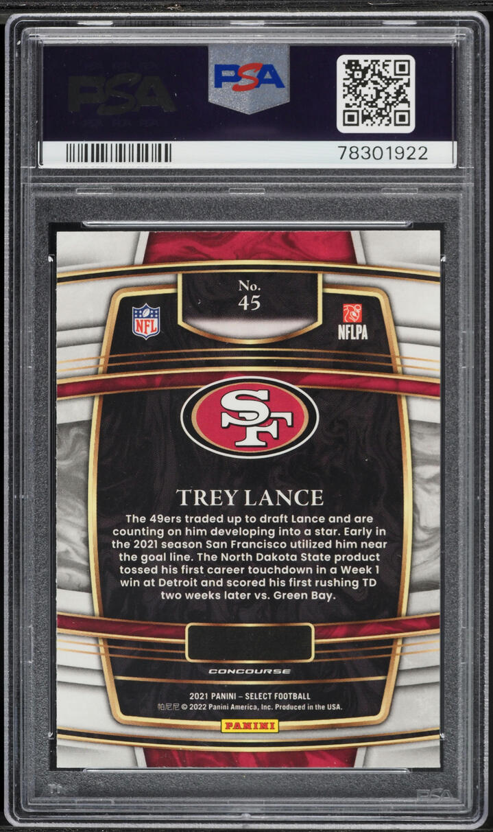 2021 Select Concourse Trey Lance ROOKIE #45 PSA 10 GEM MINT