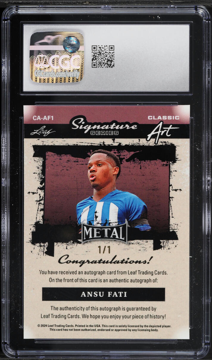 2024 Leaf Metal Signature Series Classic Art 33 Lava Ansu Fati AUTO 1/1 #CA-AF1 CGC 10 GEM MINT