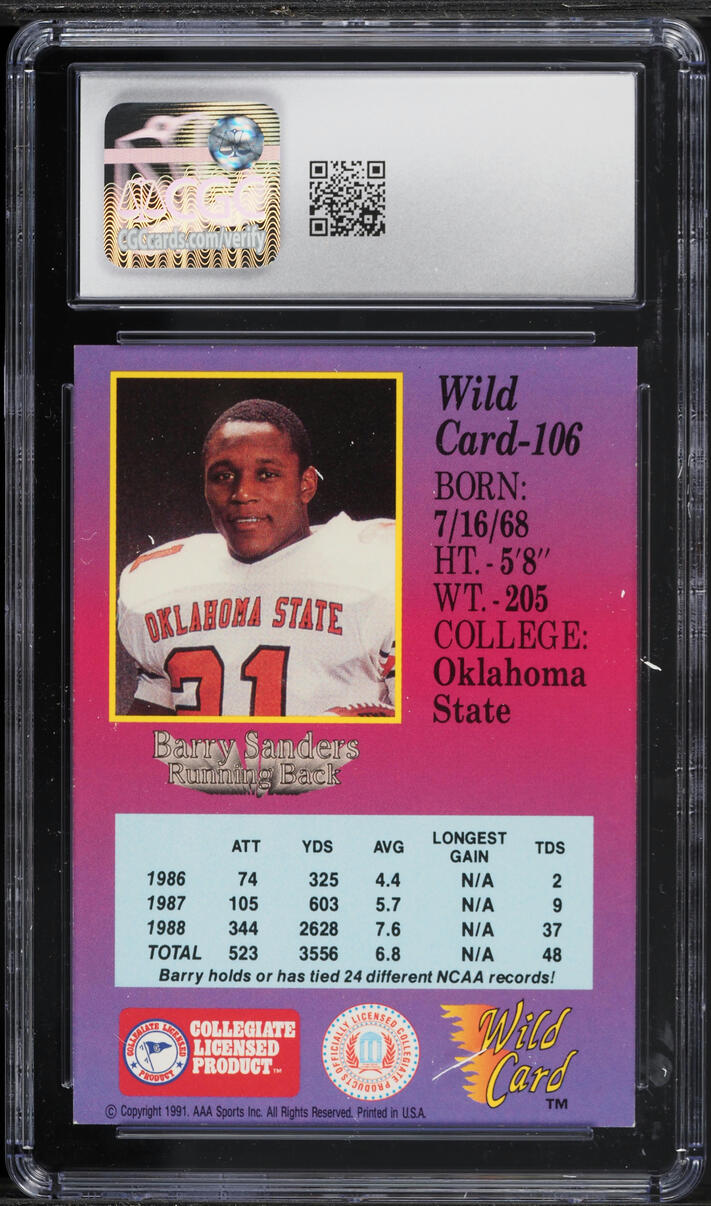 1991 Wild Card Draft Barry Sanders #106 CGC 8 NM-MT