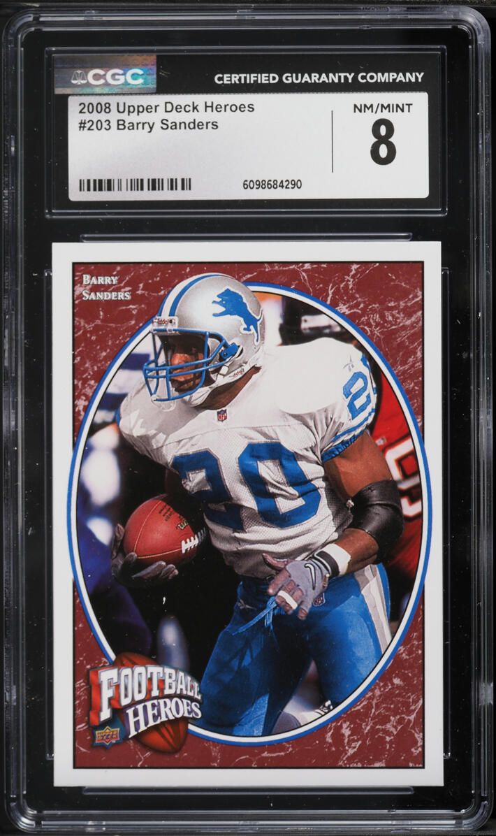 2008 Upper Deck Football Heroes Barry Sanders #203 CGC 8 NM-MT