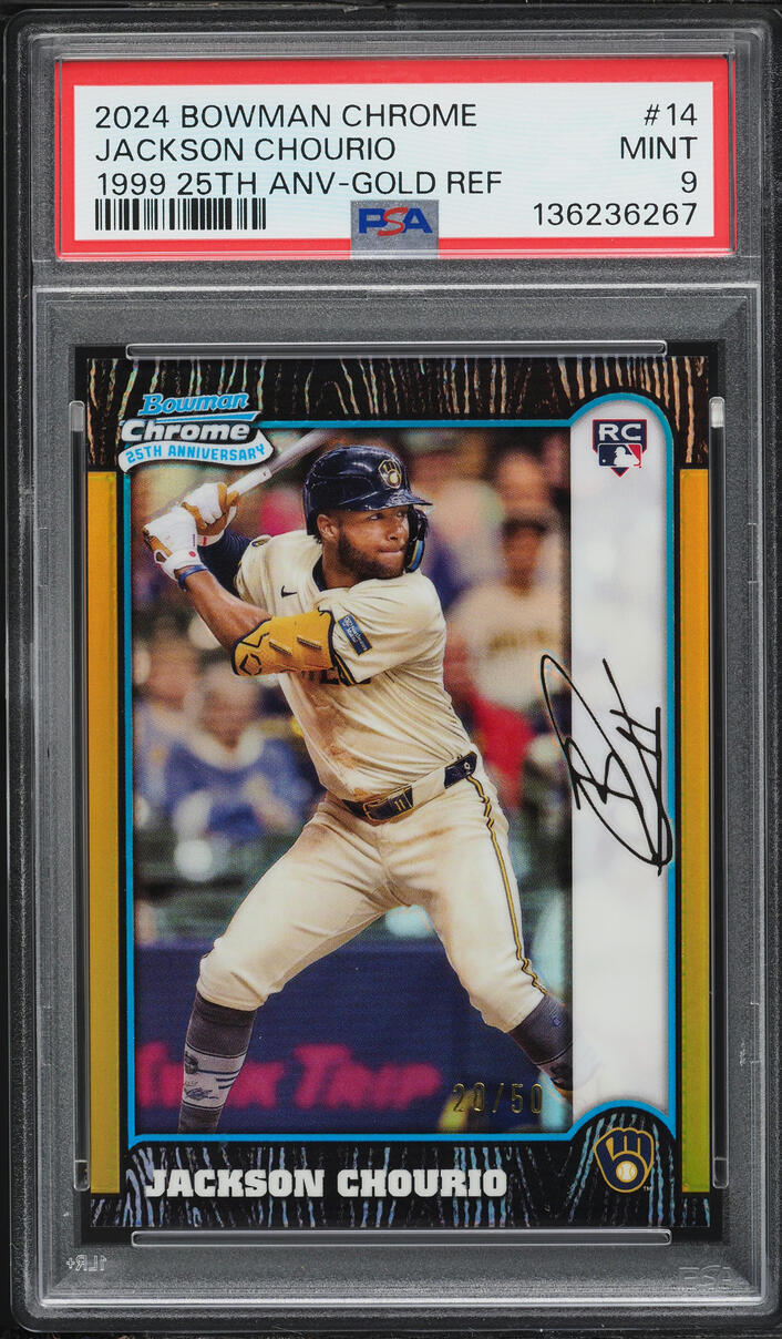 2024 Bowman Chrome '99 25th Anniversary Gold Jackson Chourio ROOKIE /50 #14 PSA 9 MINT