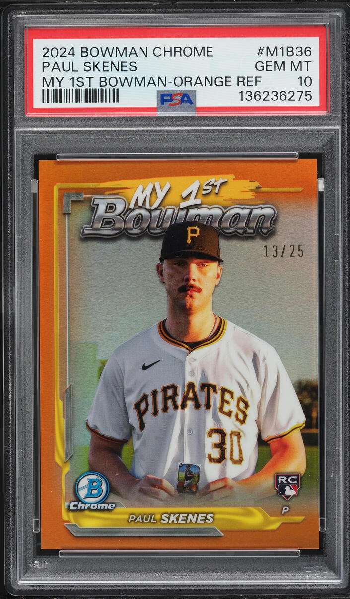 2024 Bowman Chrome My 1st Bowman Orange Refractor Paul Skenes ROOKIE /25 #M1B36 PSA 10 GEM MINT
