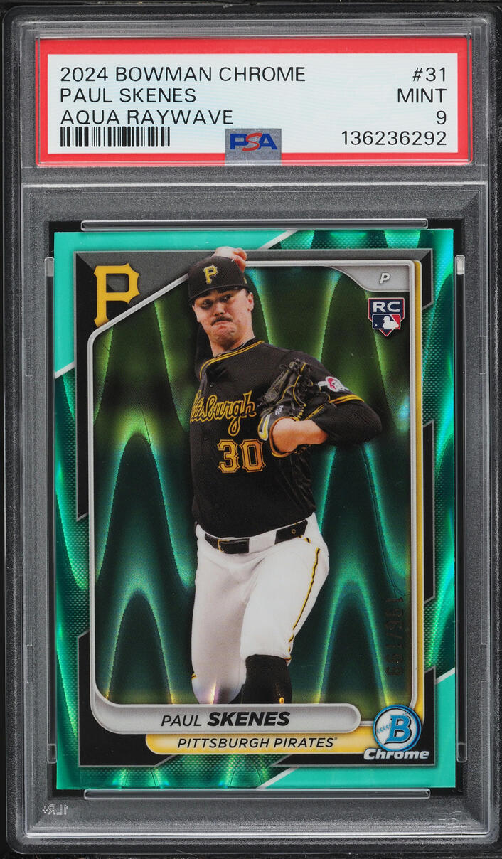 2024 Bowman Chrome Aqua Raywave Paul Skenes ROOKIE /199 #31 PSA 9 MINT