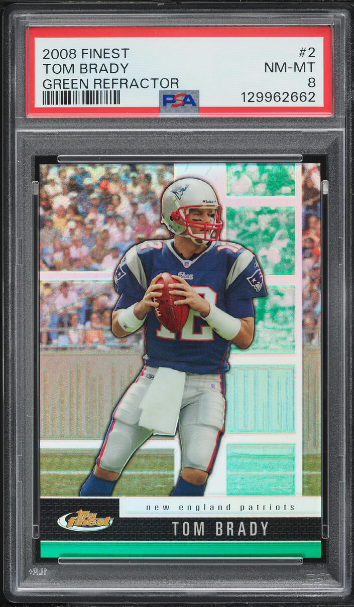 2008 Finest Green Refractor Tom Brady /299 #2 PSA 8 NM-MT