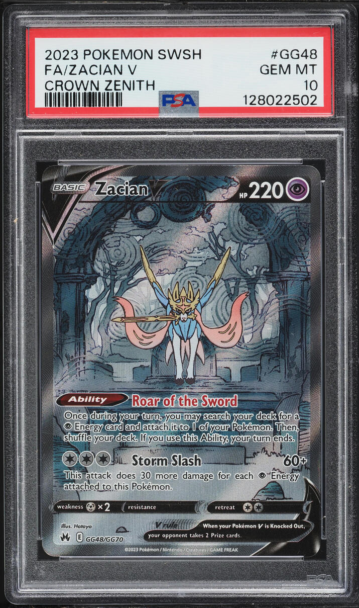 2023 Pokemon Sword & Shield Crown Zenith Full Art Zacian V #GG48 PSA 10 GEM MINT