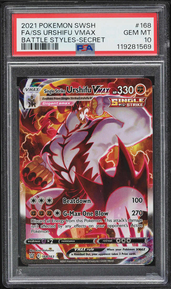 2021 Pokemon Sword & Shield Battle Styles SEC Single Strike Urshifu VMAX #168 PSA 10 GEM MINT