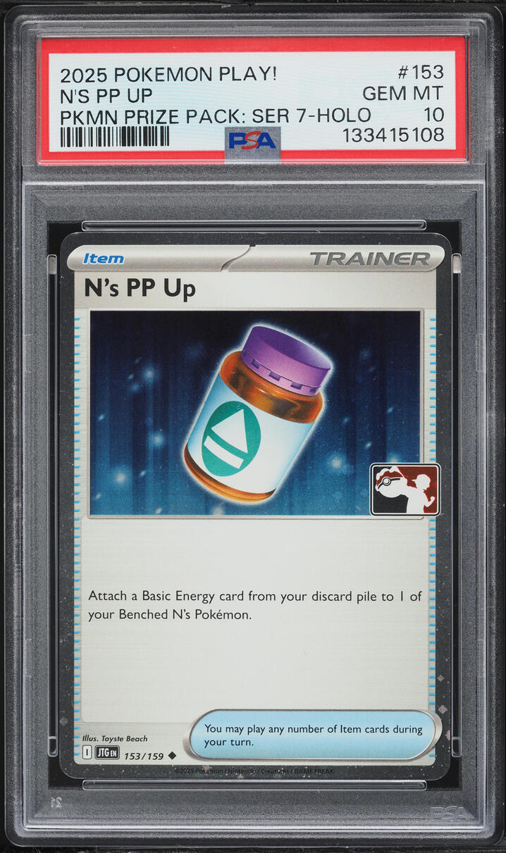 2025 Pokemon Play! Prize Pack Series 7 Holo N'S PP Up #153 PSA 10 GEM MINT
