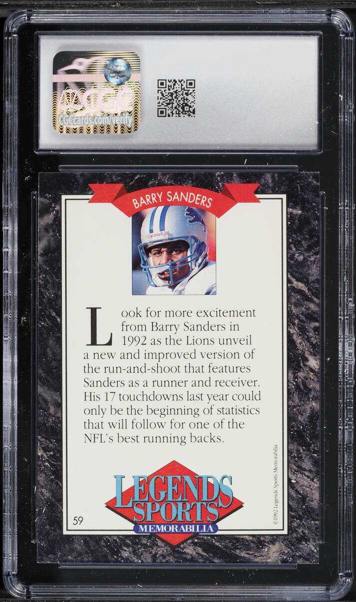 1992 Legends Sports Magazine Barry Sanders #59 CGC 7.5 NRMT+