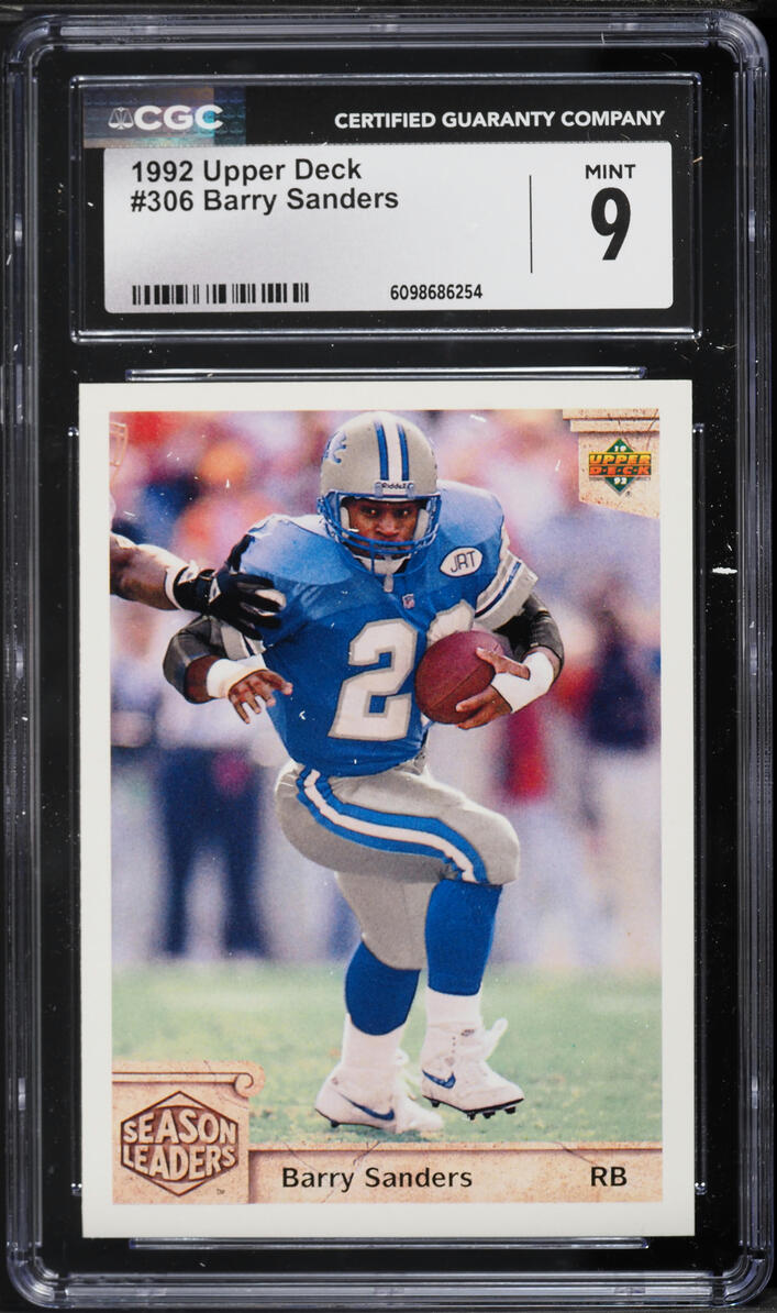 1992 Upper Deck Football Barry Sanders #306 CGC 9 MINT