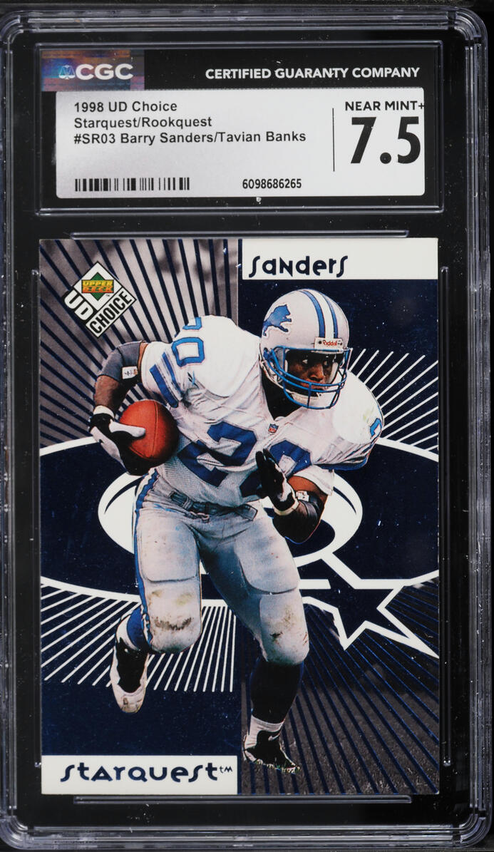1998 UD Choice Starquest Rookquest Barry Sanders Tavian Banks #SR03 CGC 7.5 NRMT+