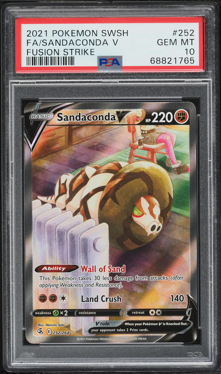 2021 Pokemon Sword & Shield Fusion Strike Full Art Sandaconda V #252 PSA 10 GEM MINT