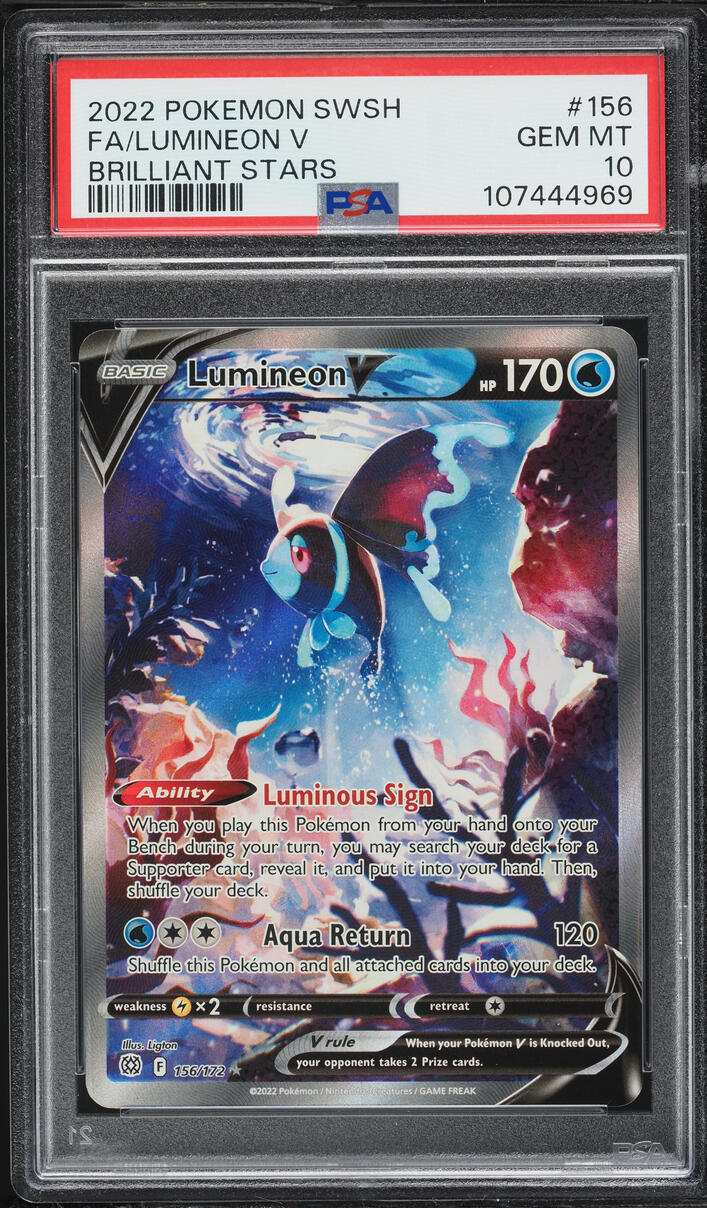 2022 Pokemon Sword & Shield Brilliant Stars Full Art Lumineon V #156 PSA 10 GEM MINT