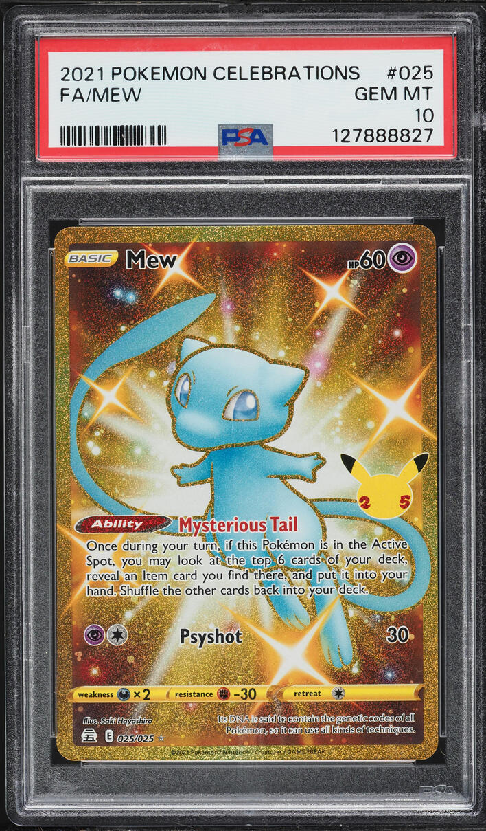 2021 Pokemon Sword & Shield Celebrations Gold Rare Mew #25 PSA 10 GEM MINT
