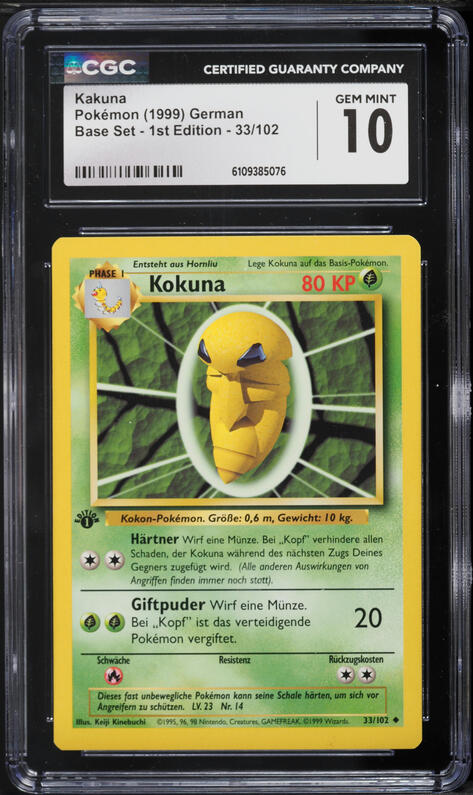 1999 Pokemon Base Set Shadowless 1st Edition Kakuna #33 PSA 9 MINT