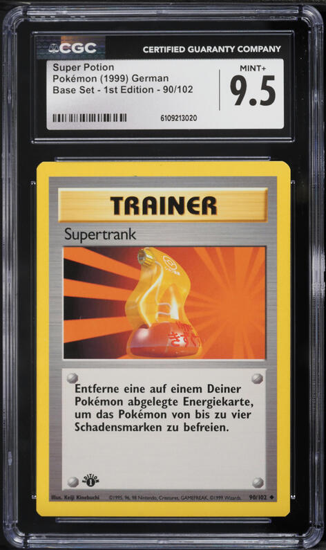 1999 Pokemon German Base Set Shadowless 1st Edition Super Potion #90 CGC 9.5 MINT+