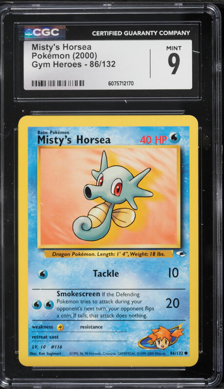 first edition horsea pokemon card 1999 Fossil Mint 49/62 PSA 9 – Premier Cards Company If tails Misty's Horsea (86/132) [Gym Heroes