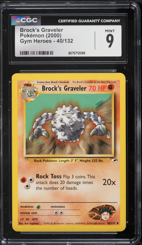 2000 Pokemon Gym Heroes Brock's Graveler #40 CGC 9 MINT