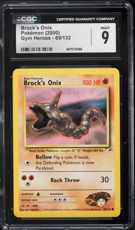 2000 Pokemon Gym Heroes Brock's Onix #69 CGC 9 MINT
