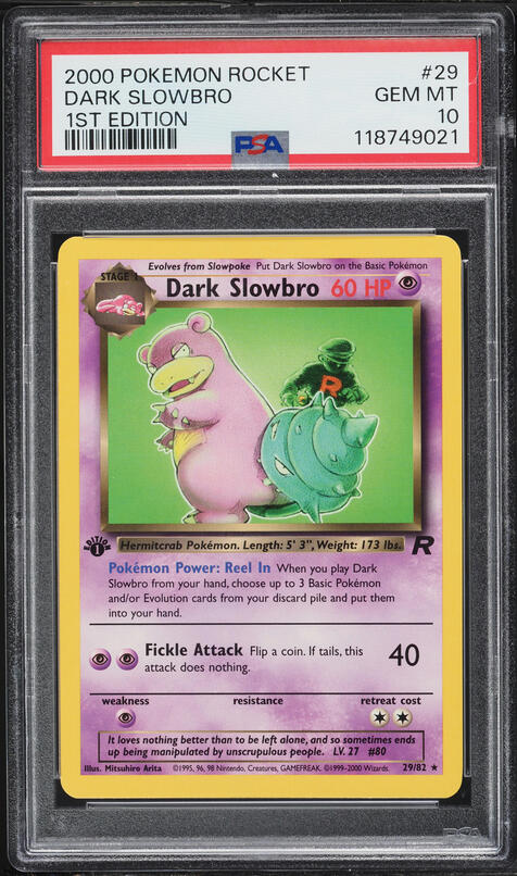 2000 Pokemon Team Rocket 1st Edition Dark Slowbro #29 PSA 10 GEM MINT