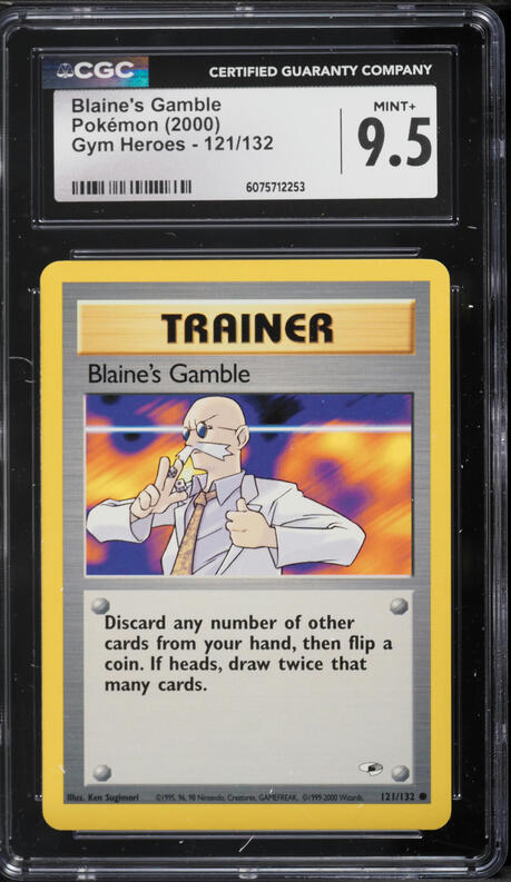2000 Pokemon Gym Heroes Blaine's Gamble #121 CGC 9.5 MINT+