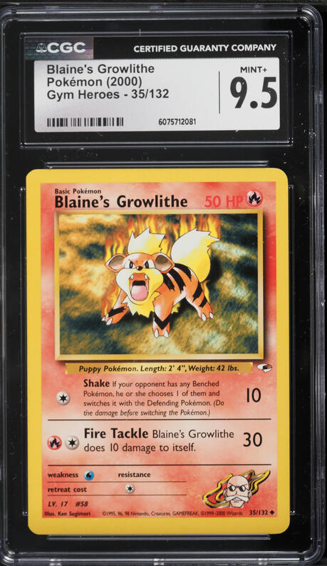 2000 Pokemon Base Set Growlithe #28 CGC 9 MINT on Fanatics Collect 2000 Pokemon Base Set Growlithe #28 CGC 9 MINT on Fanatics Collect
