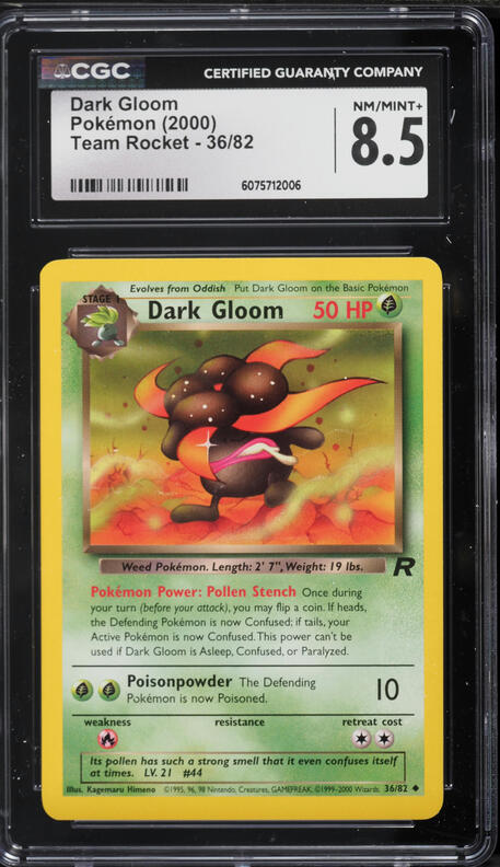 2000 Pokemon Team Rocket Dark Gloom #36 CGC 8.5 NM-MT+