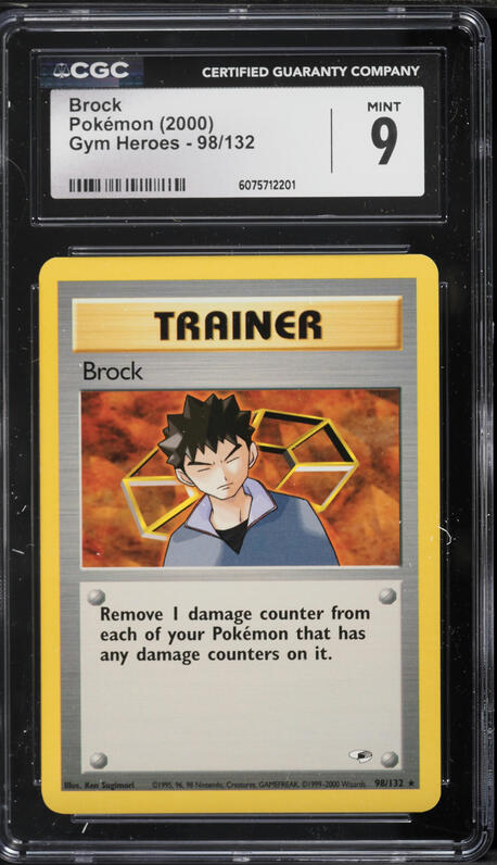 holographic brock trainer card HOLO CGC 3.5 1998 POKEMON Japanese NIVI CITY GYM DECK Hidden Fates Singles 2000 Pokemon Gym Heroes Holo