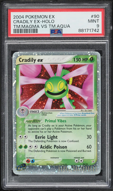 2004 Pokemon EX Team Magma VS Team Aqua Holo Cradily EX #90 PSA 9 MINT