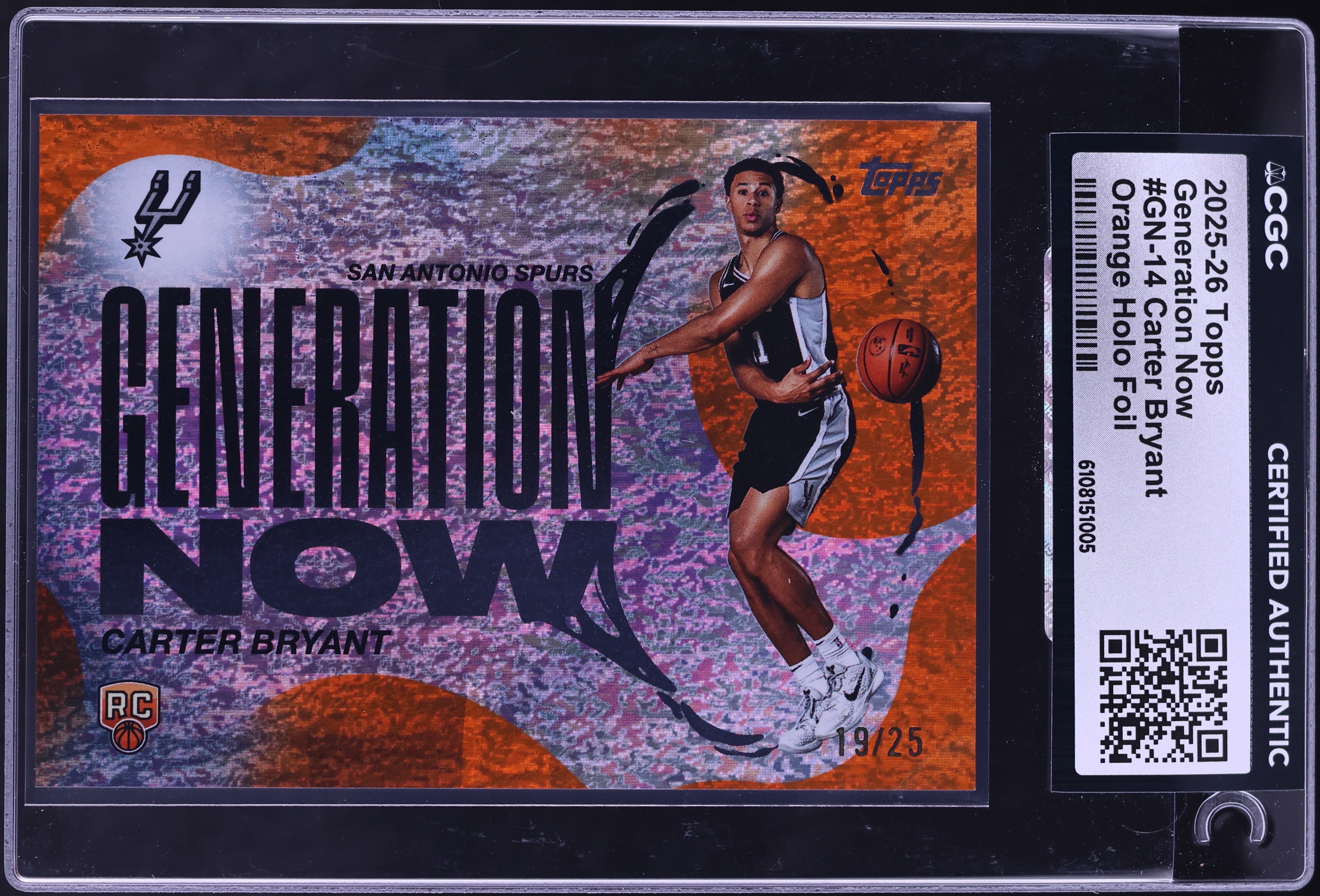 2025 Topps Generation Now Orange Holo Foil Carter Bryant ROOKIE