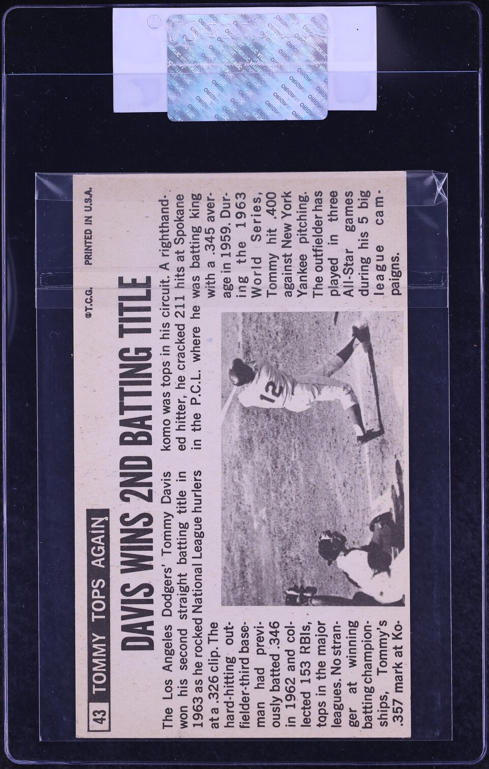 1964 Topps Giants Tommy Davis #43 CGC AUTH