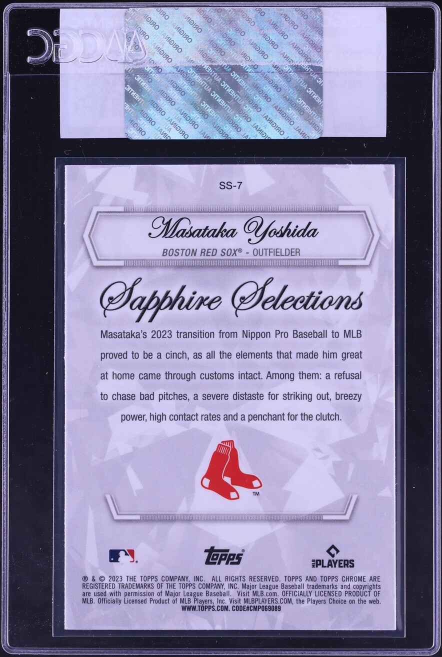 2023 Topps Chrome Sapphire Sapphire Selections Masataka Yoshida ROOKIE #SS-7 CGC AUTH