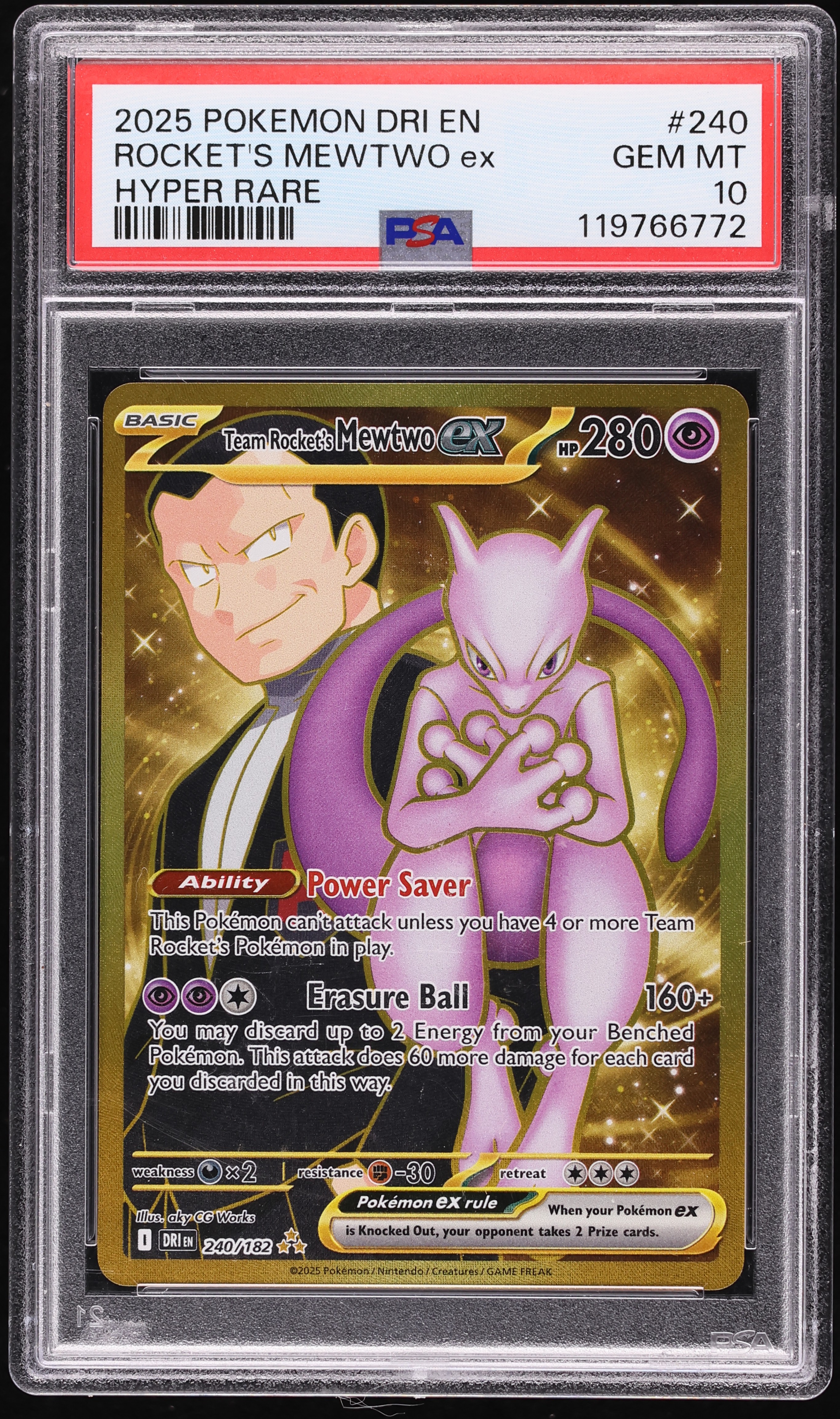 2025 Pokemon SV Destined Rivals Gold Rare Team Rocket's Mewtwo ex