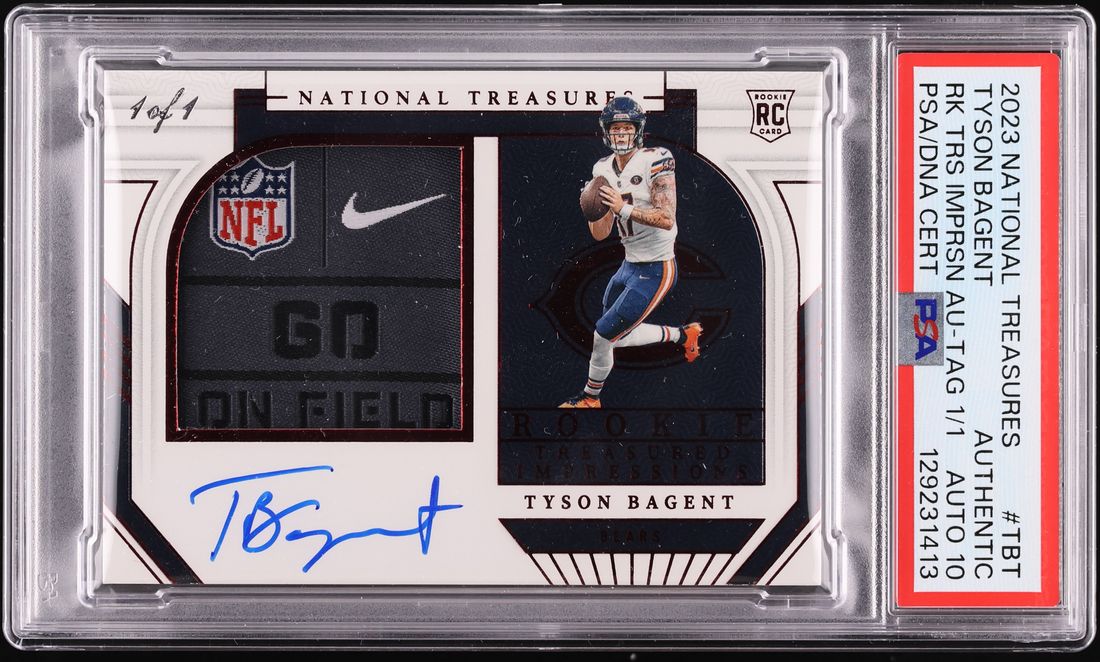 2023 National Treasures Treasured Impressions Tyson Bagent RC PATCH AUTO DNA 10 1/1 PSA AUTH