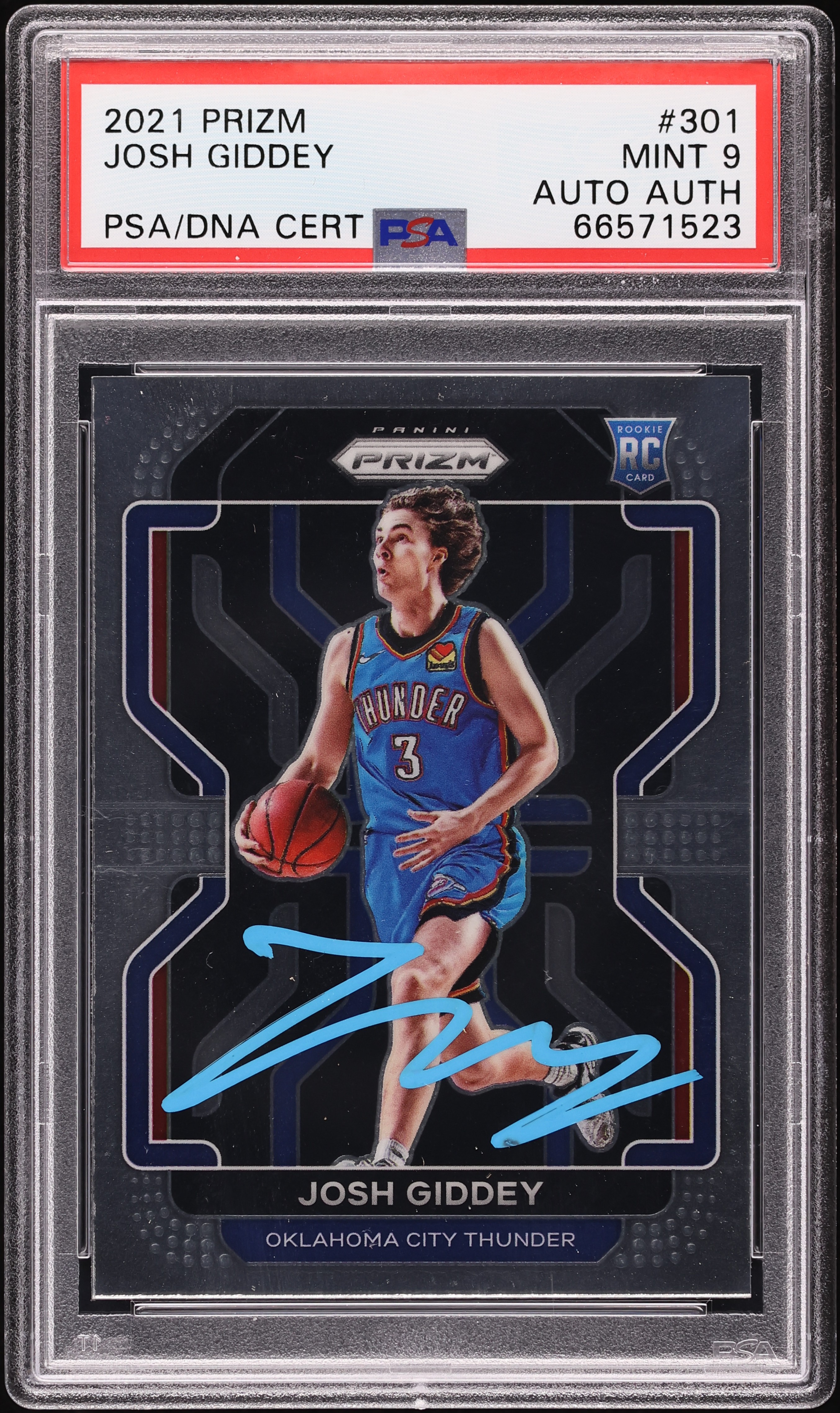 2021 Panini Prizm Josh Giddey ROOKIE AUTO #301 PSA 9 MINT on