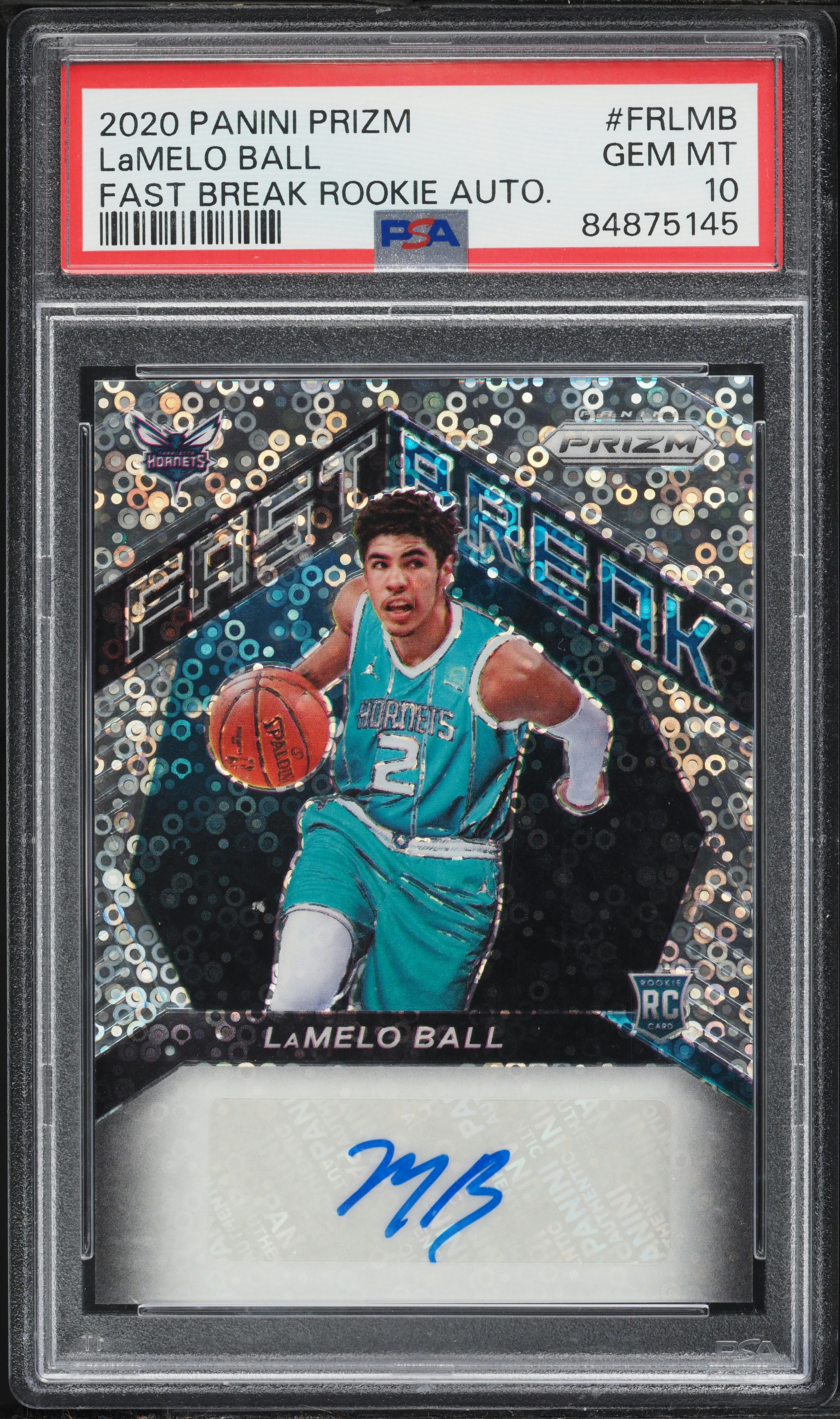 2020 Panini Prizm Fast Break LaMelo Ball ROOKIE AUTO #FR-LMB PSA
