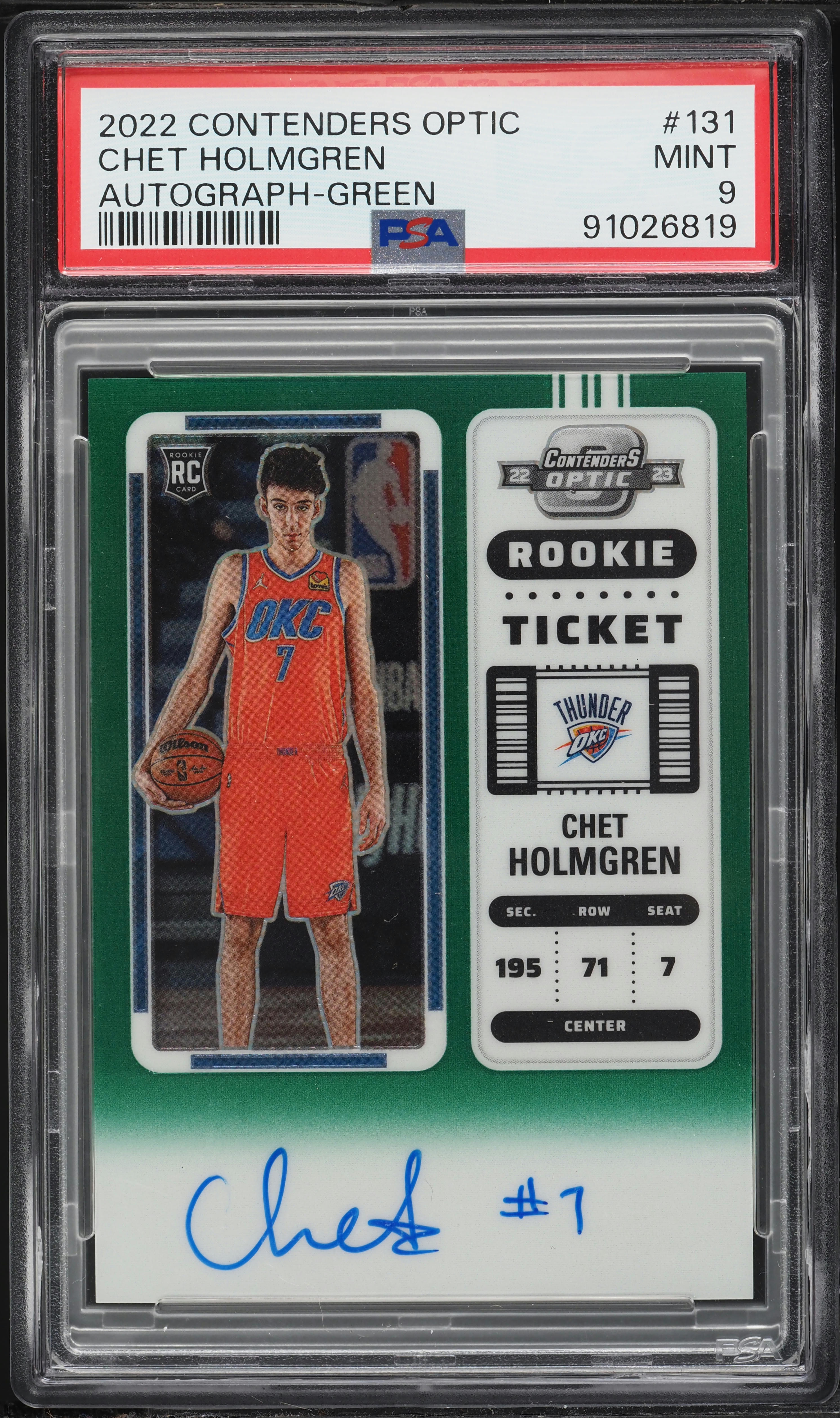 2022 Panini Contenders Optic Ticket Green Prizm Chet Holmgren