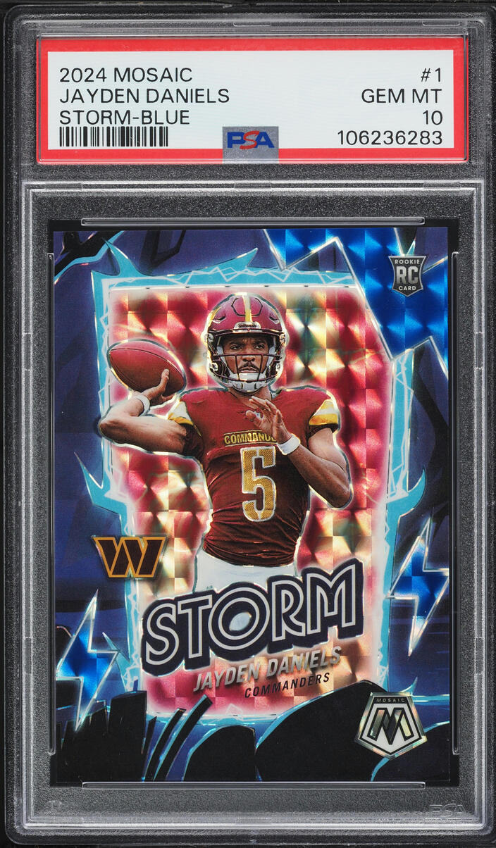 2024 Panini Mosaic Storm Blue Jayden Daniels ROOKIE /99 #1 PSA 10 GEM MINT