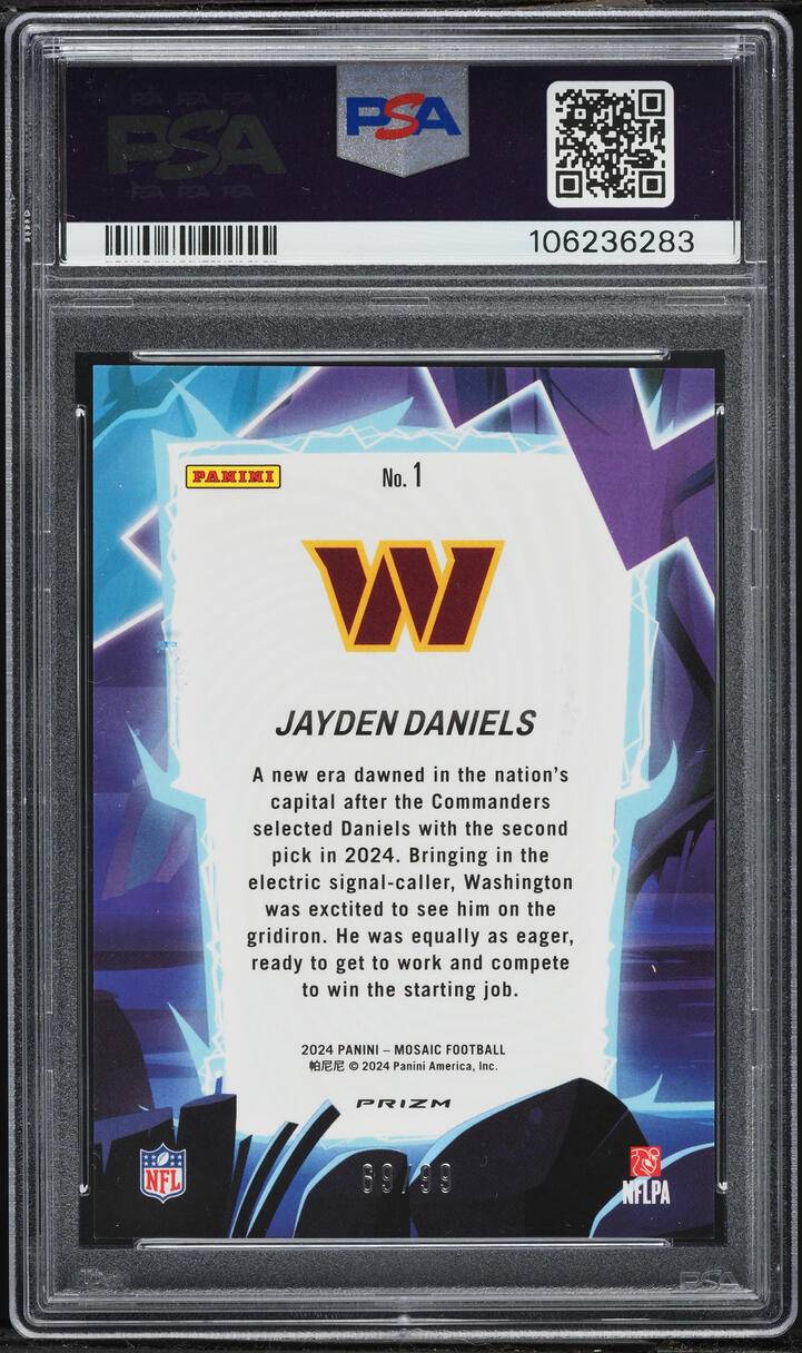 2024 Panini Mosaic Storm Blue Jayden Daniels ROOKIE /99 #1 PSA 10 GEM MINT